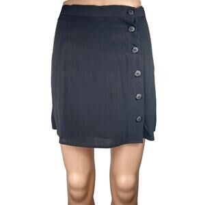 Tobi Women's Black High Waisted Button Front Lightweight A Line Mini Skirt Sz S